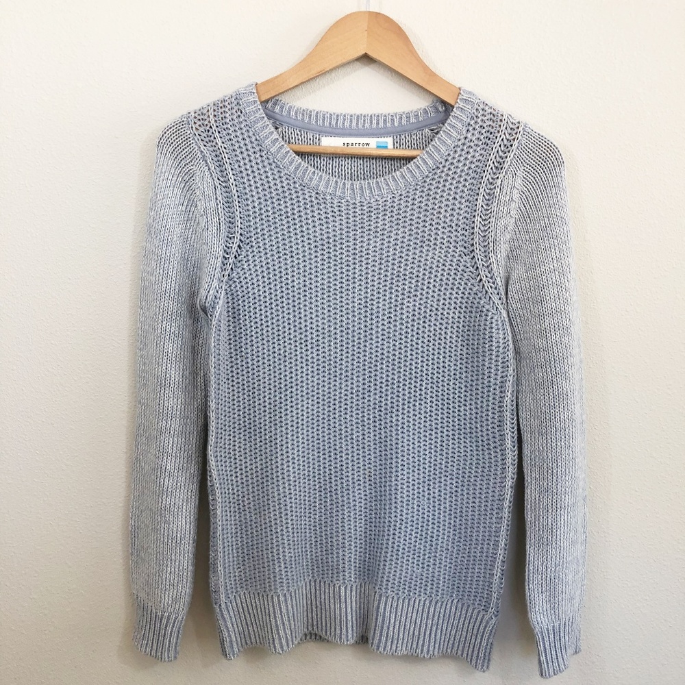 Anthropologie Sparrow Blue Waffle Raglan Sweater